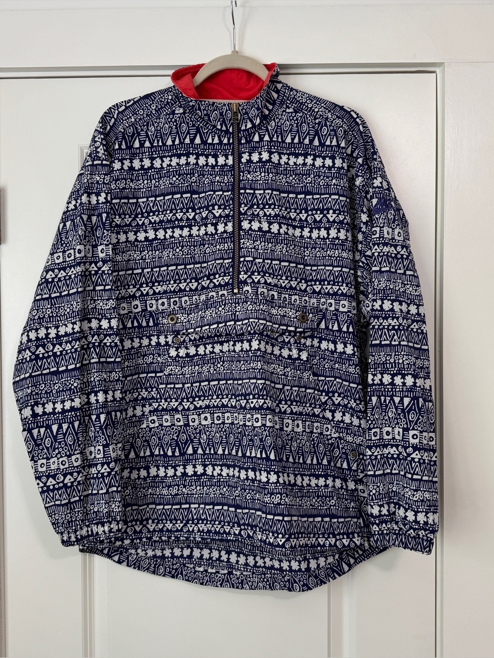 Vintage 90s Nike Medium Blue & White Pullover Windbreaker Anorak Light Jacket